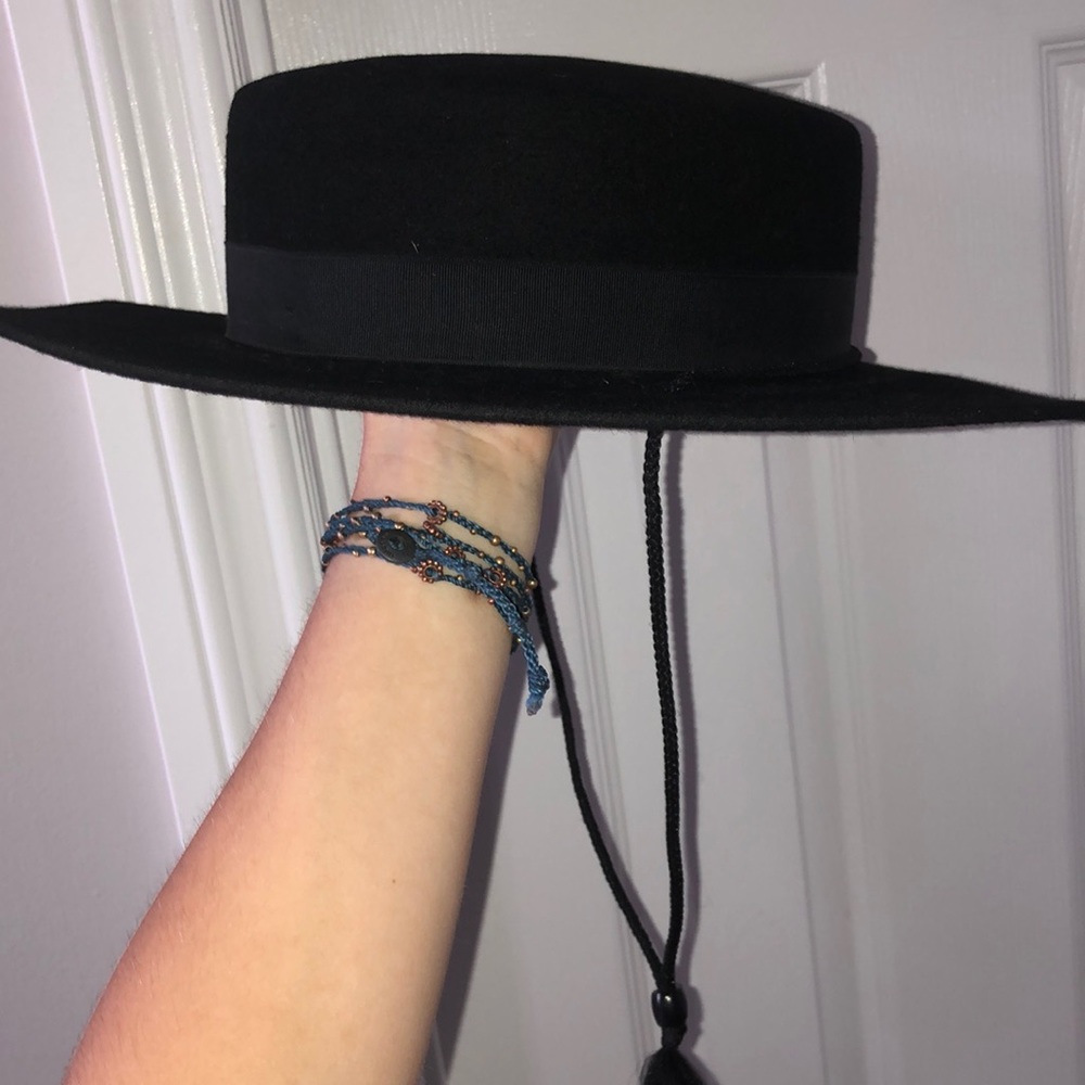 Black Saddle Hat With Tassles